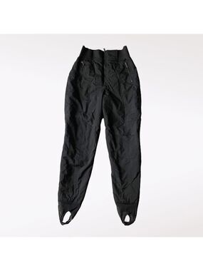 BLACK bear ski pants stirrups mesh nylon insulated rib high waist elastic black